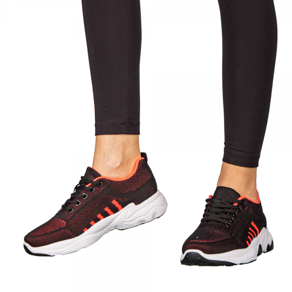 Γυναικεία αθλητικά παπούτσια μαύρο με ροζ από ύφασμα Morison - Kalapod.gr